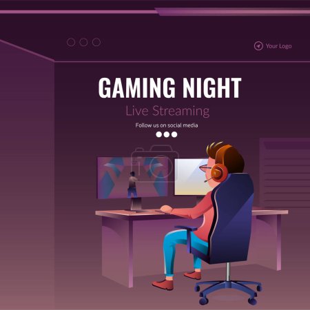 Illustration for Banner design of gaming night live streaming template. - Royalty Free Image