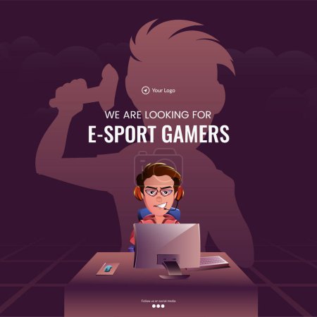 Illustration for Banner design of we are looking for e sport gamers template. - Royalty Free Image