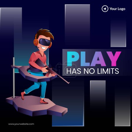 Illustration for Banner design of play has no limits template. - Royalty Free Image