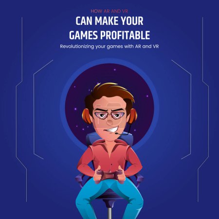 Illustration for Banner design of can make your games profitable template. - Royalty Free Image