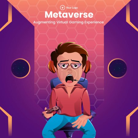 Illustration for Banner design of metaverse augmenting virtual gaming experience template. - Royalty Free Image
