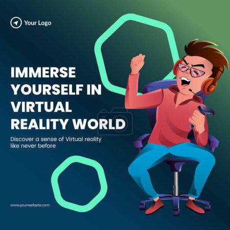 Illustration for Banner design of immerse yourself in virtual reality world template. - Royalty Free Image