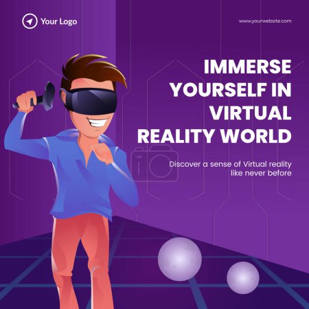 Ilustración de Diseño de banner de sumergirse en la plantilla de mundo de realidad virtual. - Imagen libre de derechos