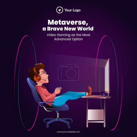 Illustration for Banner design of metaverse a brave new world template. - Royalty Free Image