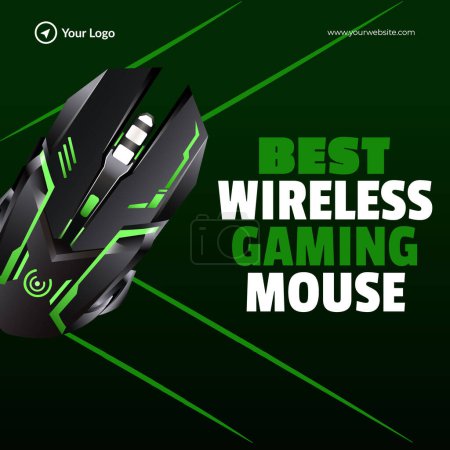 Illustration for Banner design of best wireless gaming mouse template. - Royalty Free Image