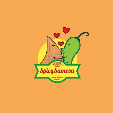 Ilustración de Diseño del logo del vector de samosa picante - Imagen libre de derechos