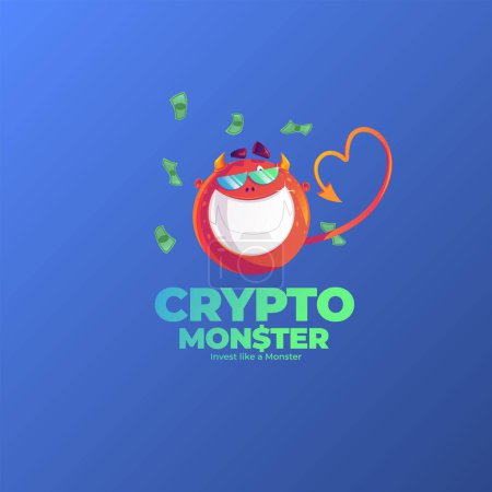 Ilustración de Crypto monstruo invertir como un diseño de logotipo de vector monstruo. - Imagen libre de derechos