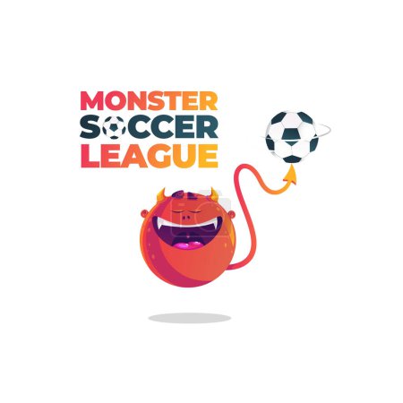 Illustration for Monster soccer league vector logo design - Royalty Free Image