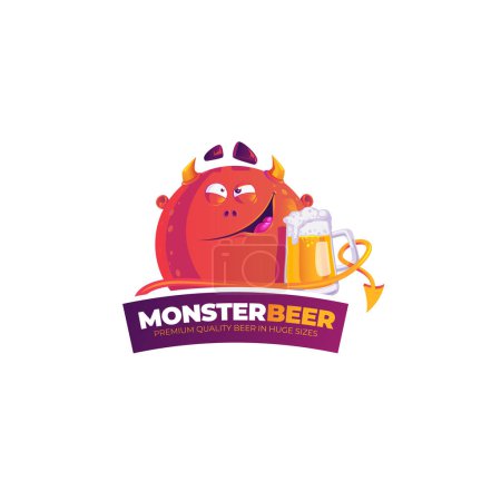 Illustration for Monster beer premium quality beer in huge sizes vector logo design. - Royalty Free Image