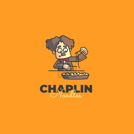 Illustration for Chaplin noodles vector logo design. - Royalty Free Image