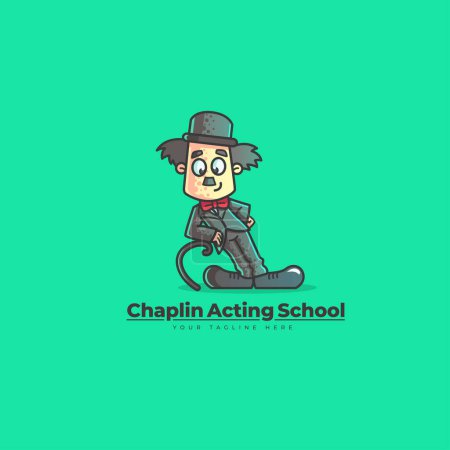 Illustration for Chaplin acting school vector logo design. - Royalty Free Image