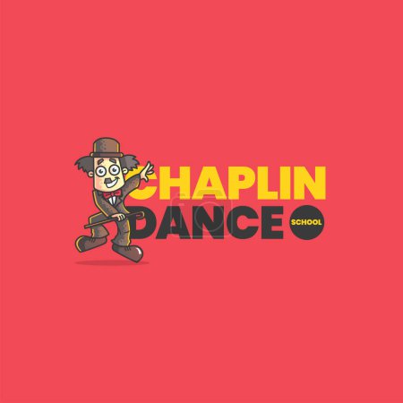 Illustration for Chaplin dance school vector logo design. - Royalty Free Image