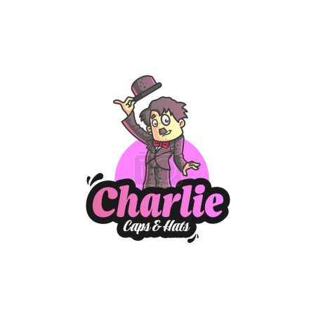 Ilustración de Charlie gorras y sombreros vector logo diseño. - Imagen libre de derechos