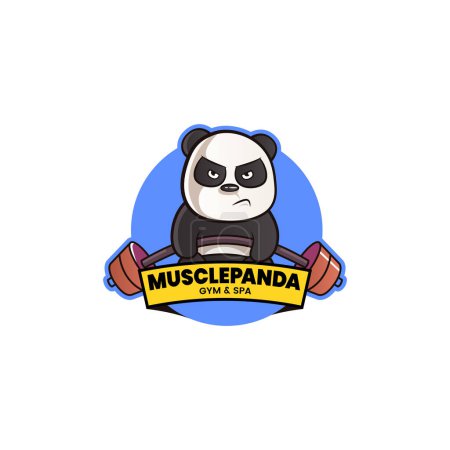 Ilustración de Diseño de logo de gimnasio y vector de spa panda muscular. - Imagen libre de derechos