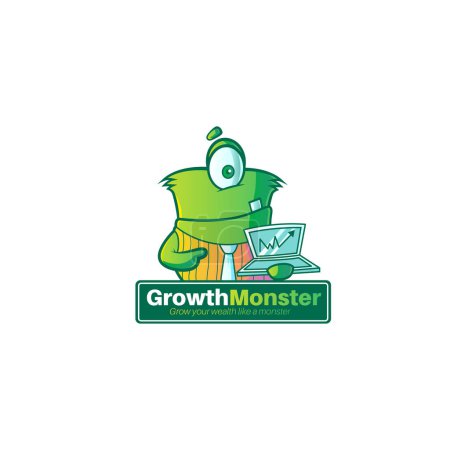 Ilustración de Crecimiento monstruo crecer su riqueza como un monstruo vector logotipo de diseño. - Imagen libre de derechos