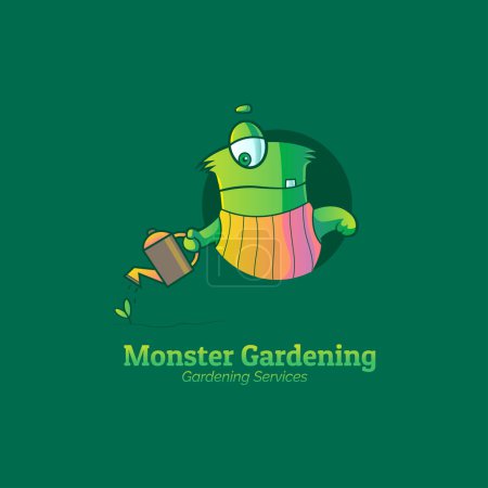 Ilustración de Monster jardinería servicios vector logo diseño - Imagen libre de derechos