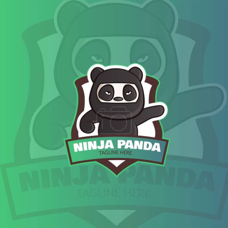 Ilustración de Ninja panda vector logo design. - Imagen libre de derechos