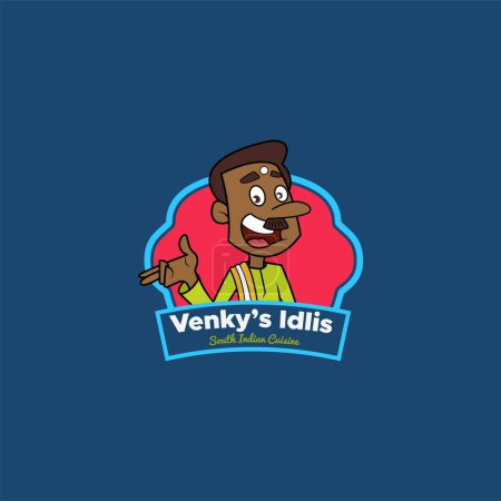 Ilustración de Venky idlis cocina del sur de la India vector logo design. - Imagen libre de derechos