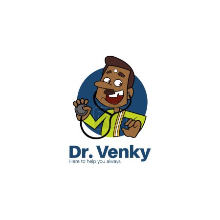 Illustration for Dr. venky here to help you always vector logo design. - Royalty Free Image