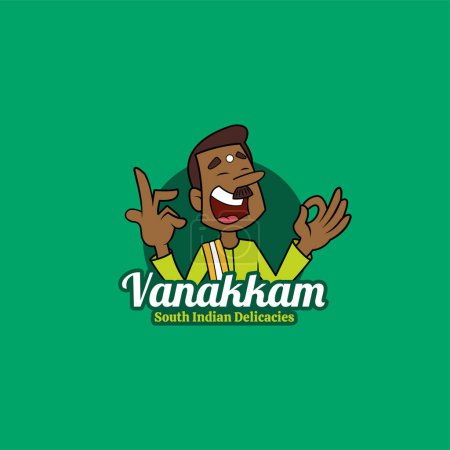 Ilustración de Vanakkam sur de la India delicadezas vector logo design. - Imagen libre de derechos