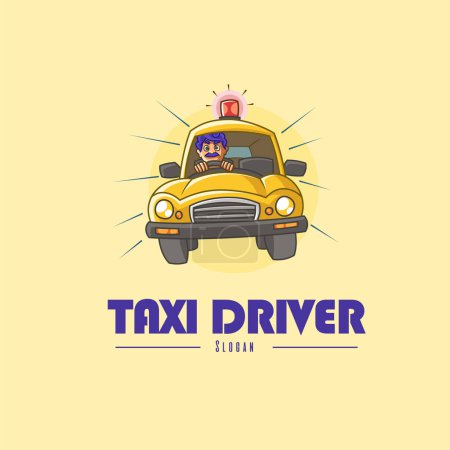 Téléchargez les illustrations : Modèle de conception de logo vectoriel chauffeur de taxi. - en licence libre de droit