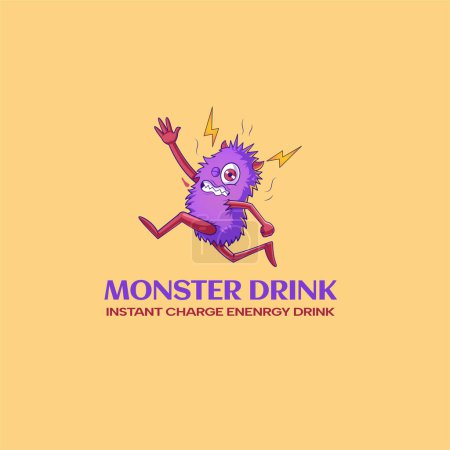 Ilustración de Monster drink instantánea carga energía bebida vector logotipo diseño plantilla. - Imagen libre de derechos