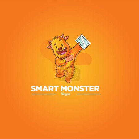 Ilustración de Plantilla de diseño de logotipo de monstruo inteligente. - Imagen libre de derechos