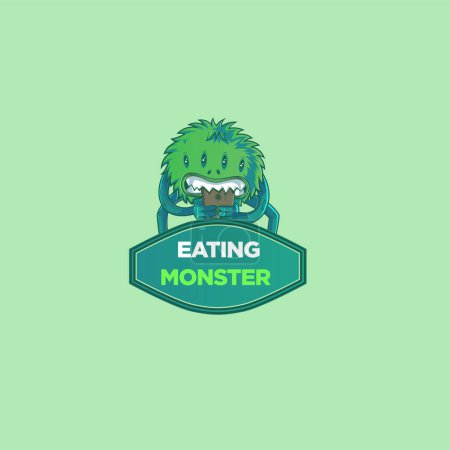 Ilustración de Comer monstruo vector logotipo plantilla de diseño. - Imagen libre de derechos