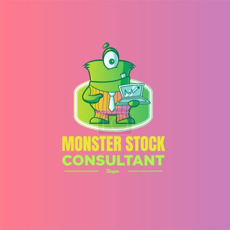 Ilustración de Monster stock consultor vector logotipo diseño plantilla. - Imagen libre de derechos