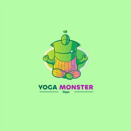 Ilustración de Plantilla de diseño de logo de monstruo Yoga. - Imagen libre de derechos