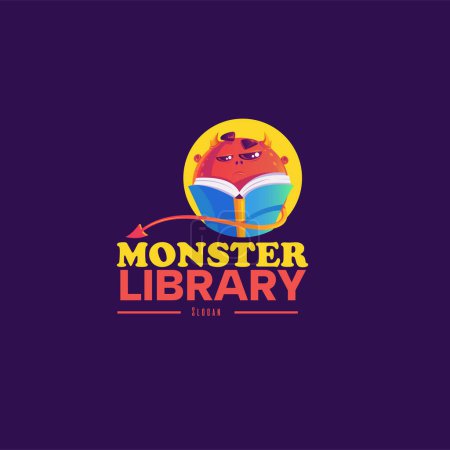 Ilustración de Plantilla de diseño de logotipo de vector de biblioteca monstruo. - Imagen libre de derechos
