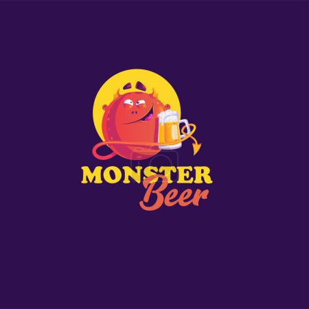 Ilustración de Plantilla de diseño de logotipo de vector de cerveza monstruo - Imagen libre de derechos