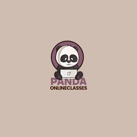 Illustration for Panda online classes vector logo design template - Royalty Free Image