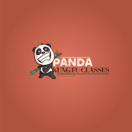 Illustration for Panda kung fu classes vector logo design template. - Royalty Free Image