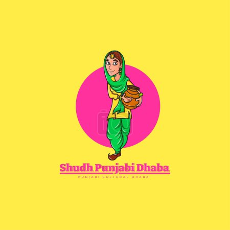 Téléchargez les illustrations : Conception de logo vectoriel Shudh punjabi dhaba. - en licence libre de droit