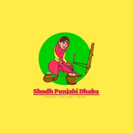 Téléchargez les illustrations : Conception de logo vectoriel Shudh punjabi dhaba. - en licence libre de droit