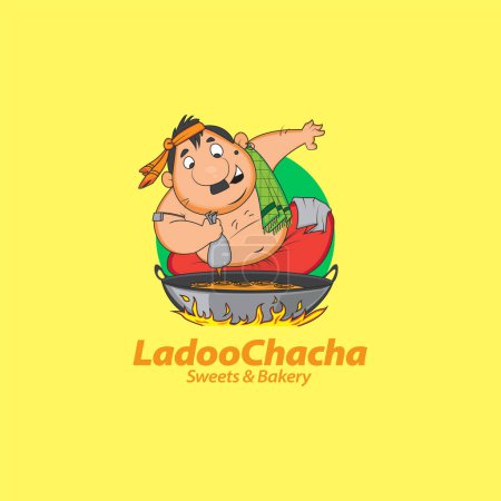 Illustration for Ladoo chacha sweets and bakery vector logo design. - Royalty Free Image