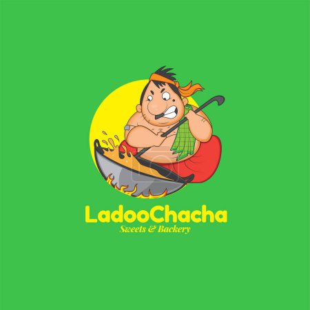 Téléchargez les illustrations : Ladoo chacha bonbons et boulangerie vecteur logo design. - en licence libre de droit