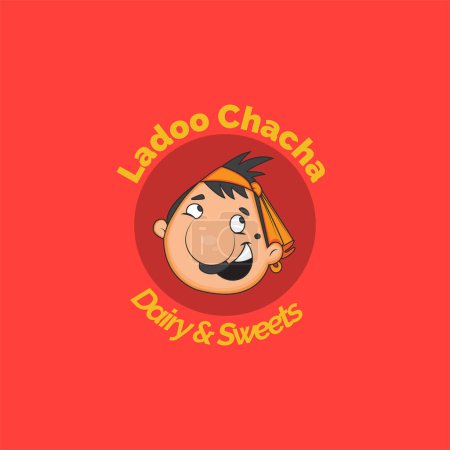 Illustration for Ladoo chacha dairy and sweets vector logo design. - Royalty Free Image
