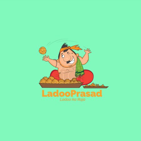 Téléchargez les illustrations : Ladoo prasad ladoo ka raja vecteur logo design. - en licence libre de droit