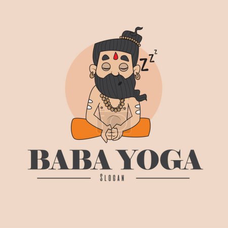 Téléchargez les illustrations : Conception de logo vecteur Baba yoga. - en licence libre de droit