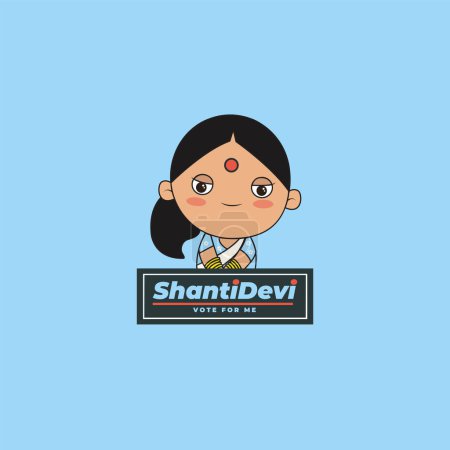Illustration for Shanti devi vote for me vector mascot logo template. - Royalty Free Image