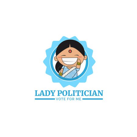 Ilustración de Lady político voto por mí vector mascota logotipo plantilla. - Imagen libre de derechos