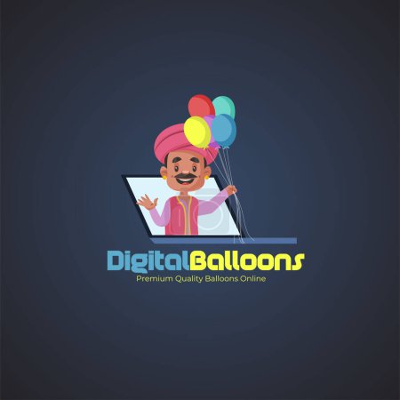 Illustration for Digital balloons premium quality balloons online vector mascot logo template. - Royalty Free Image