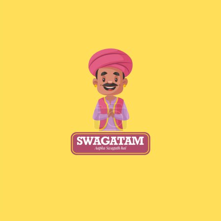 Téléchargez les illustrations : Modèle de logo de mascotte Swagatam aapka swagath hai vecteur. - en licence libre de droit