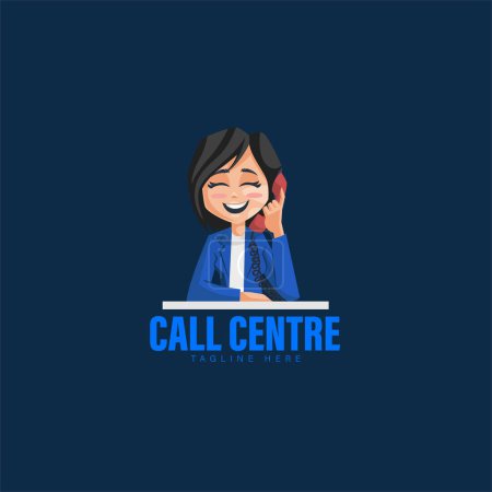 Ilustración de Call Centre vector mascota logotipo plantilla. - Imagen libre de derechos