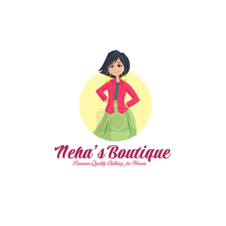 Illustration for Boutique premium quality clothing for women vector mascot logo template. - Royalty Free Image