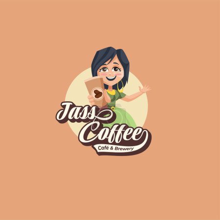 Illustration for Cafe and brewery vector mascot logo template. - Royalty Free Image