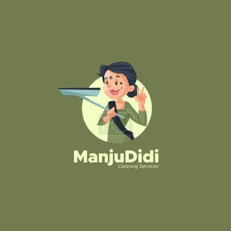 Téléchargez les illustrations : Manju didi services de nettoyage vectoriel mascotte logo modèle. - en licence libre de droit