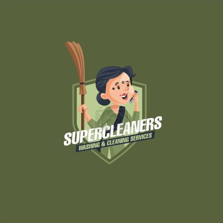 Illustration for Super cleaners washing and cleaning services vector mascot logo template - Royalty Free Image